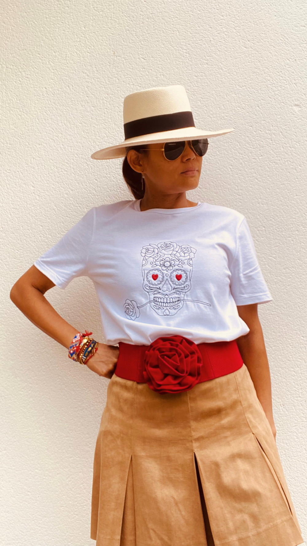 Tee-shirt mixte brodé line art Catrina XL 100% Made in France